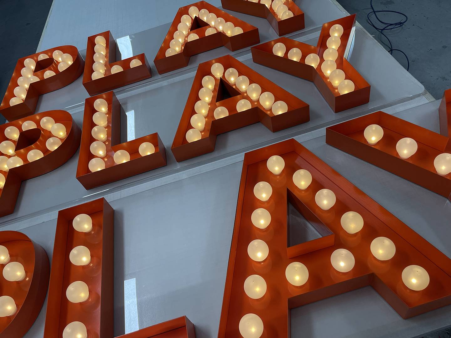 Bonds 3D Printed PLAY Letters