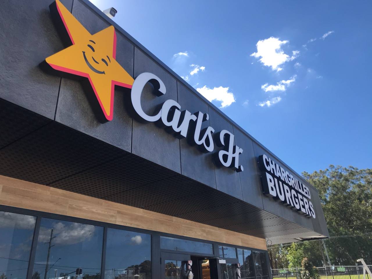 carls jr new fabricated letters